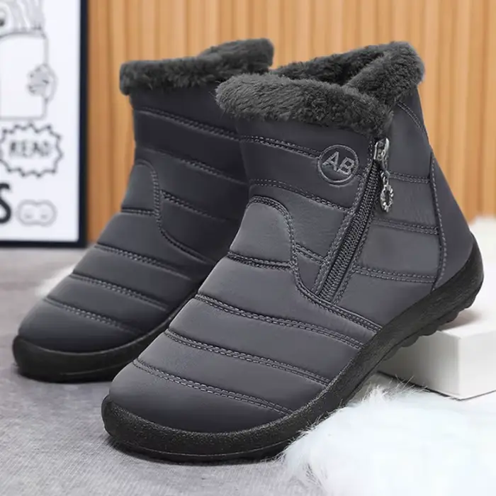 Bottines femme avec fourrure chaussures d'hiver femmes talons bas bottes