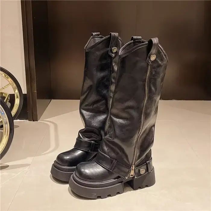 Bottes occidentales hautes rétro pour femmes, nouveau Style, mode automne et hiver, bottes de cheval