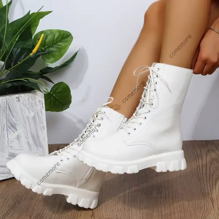 Bottes moto pour femmes style britannique printemps automne talon carré plateau cuir PU ajustement parfait occassions spéciales