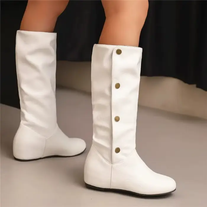 Femmes bottes 2025 hiver nouvelle mode décontracté mi-mollet