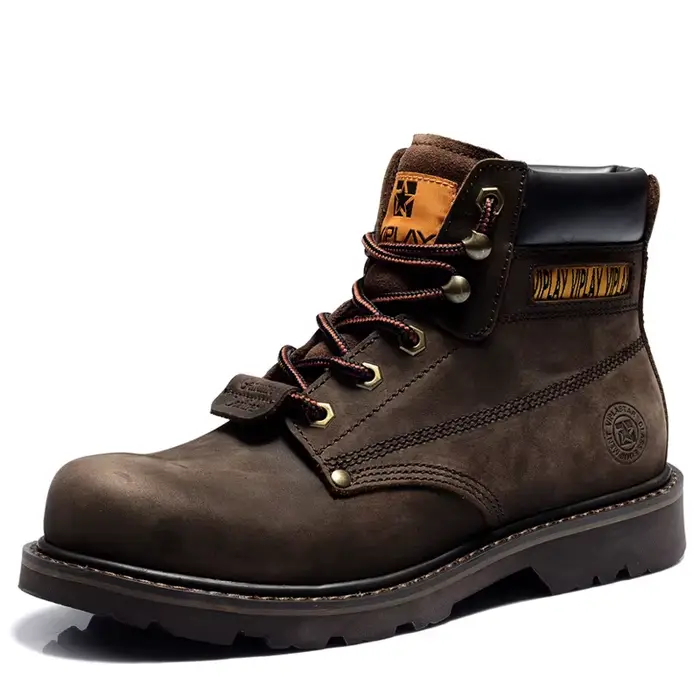 Bottes classiques en cuir véritable pour hommes, chaussures d'extérieur décontractées, bottes de mot
