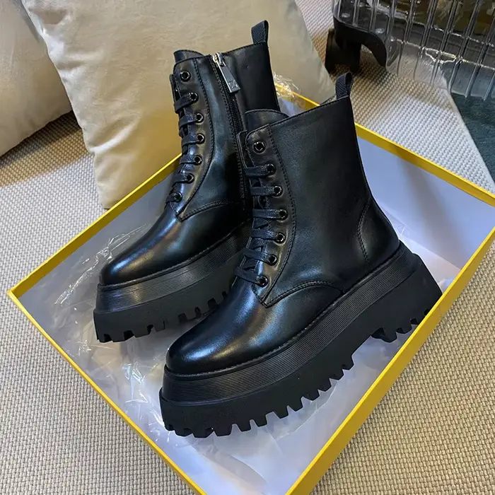 Bottes courtes romaines en microfibre respirantes et confortables pour femmes, talon carré, plateforme augmentée, mode printemps-automne ```