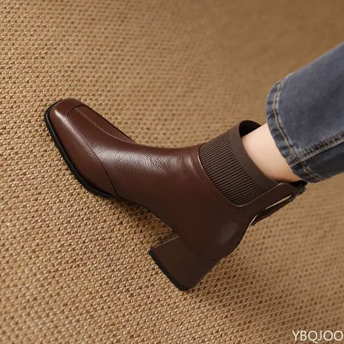 Rétro polyvalent bottes courtes femmes printemps automne élégant simple