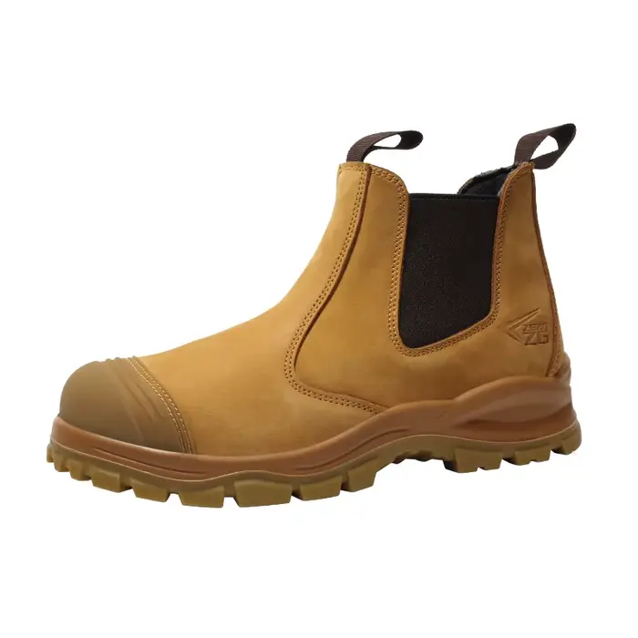 Botte de sécurité en cuir nubuck blé, semelle extérieure PU/TPU, sans dentelle, botte de sécurité à 