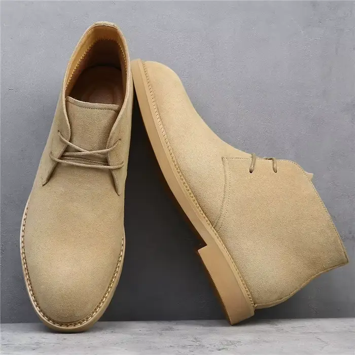 Mode marron Chelsea bottes hommes Style britannique haut en daim chaussures en cuir