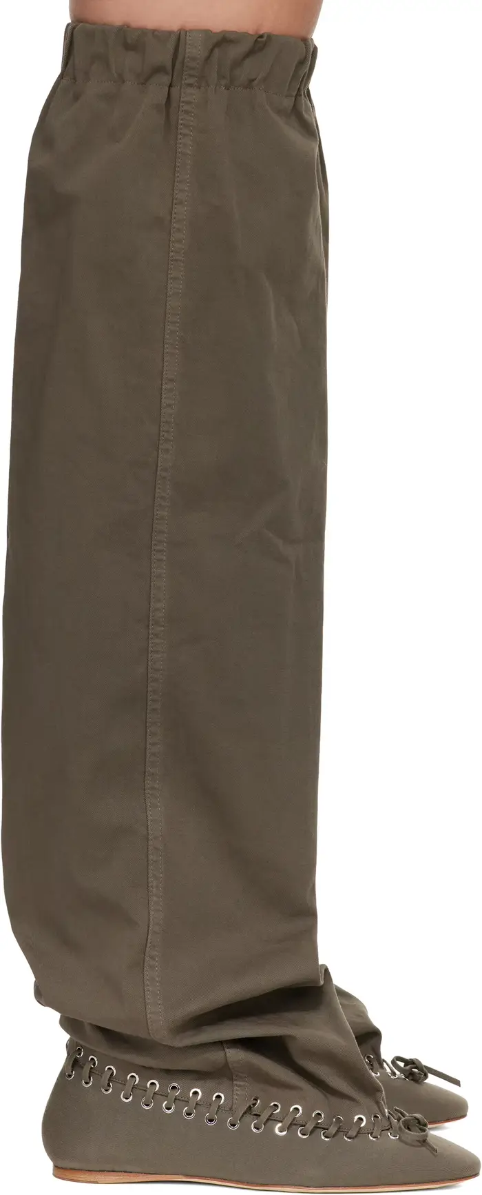Bottines plates vert olive à bout pointu