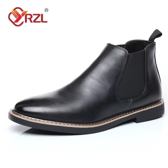 YRZL-Bottes en cuir PU confortables pour hommes, bottes de rinçage rétro, noir et marron, marque de 