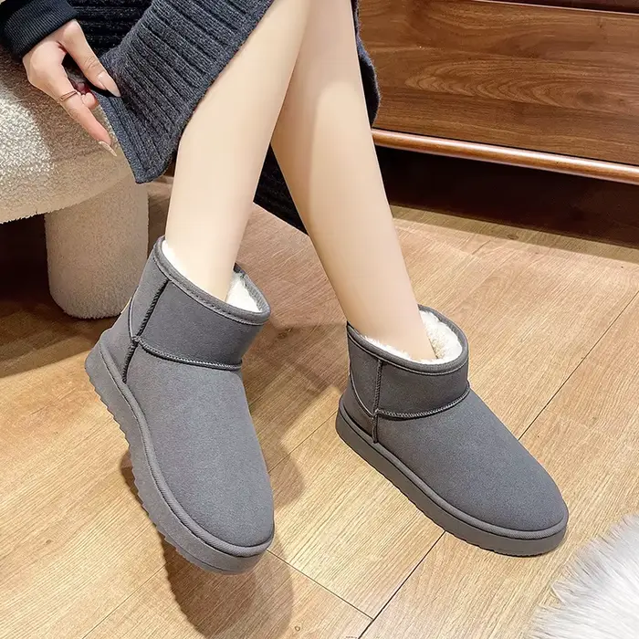 Bottes de neige doublées en polaire pour femmes, bottes courtes à fond épais, nouveau Style d'hiver 