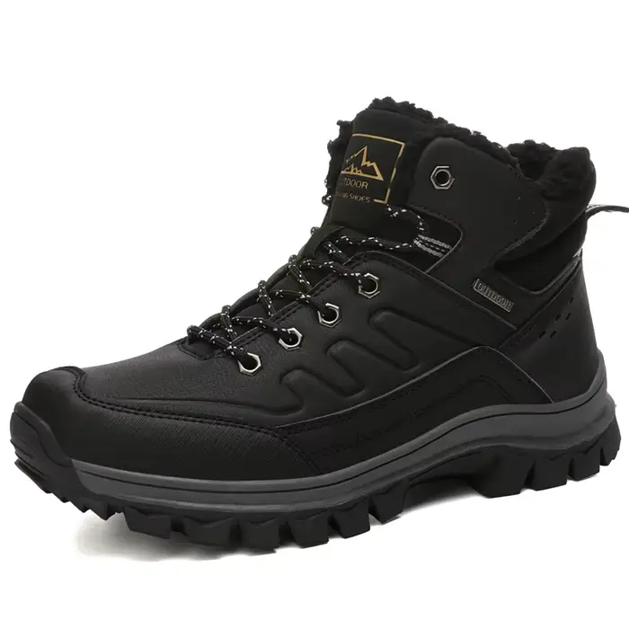 Chaussures de marche en cuir et peluche pour hommes, bottes de neige, de Sport, d'escalade, de rando