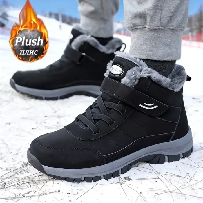 Bottes de neige DTQG en cuir artificiel pour homme, bottes de neige de combat, bottes de randonnée, bottes de moto, chaussures d'hiver décontractées et antidérapantes