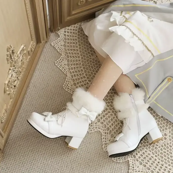 Bottines de luxe à nœud Lolita pour femmes
