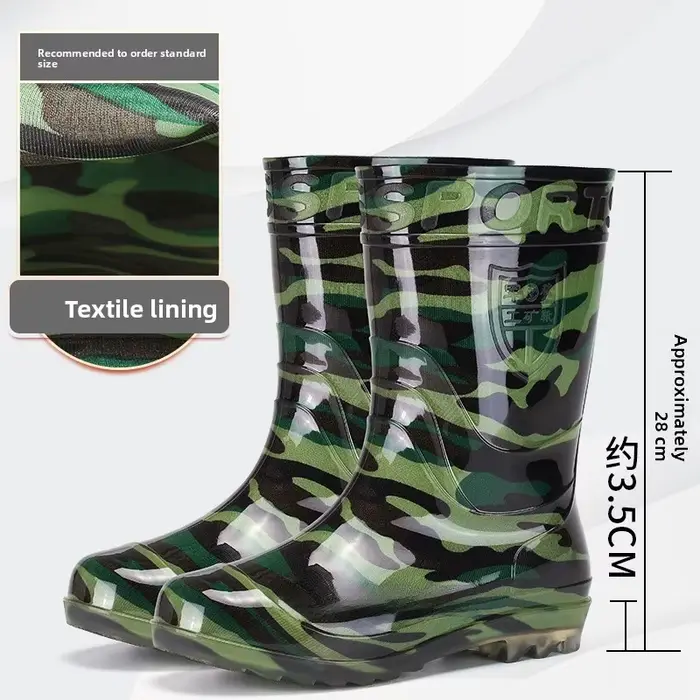 Bottes de pluie mi-mollet camouflage pour hommes