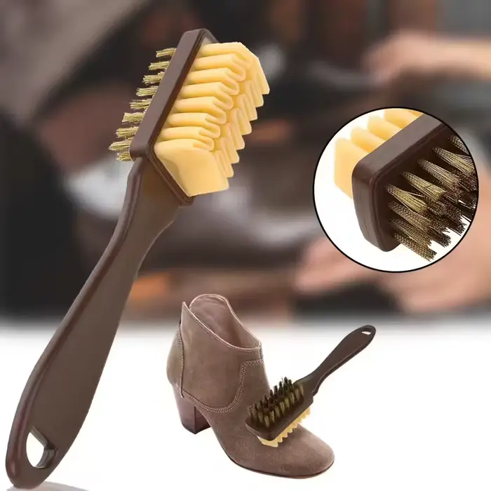 Brosse 2-en-1 pour daim et chaussures avec gomme | pour les bottes
