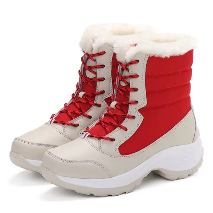 Bottines à plateforme épaisse pour femme, chaussures chaudes imperméables et antidérapantes, bottes 
