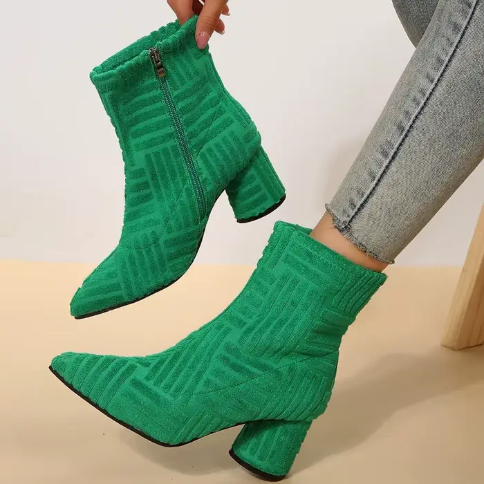 Bottes courtes pointues en daim pour femmes