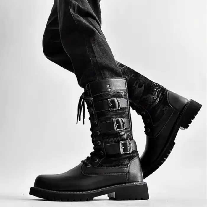 Bottes hautes pour hommes mode Street Rock Punk