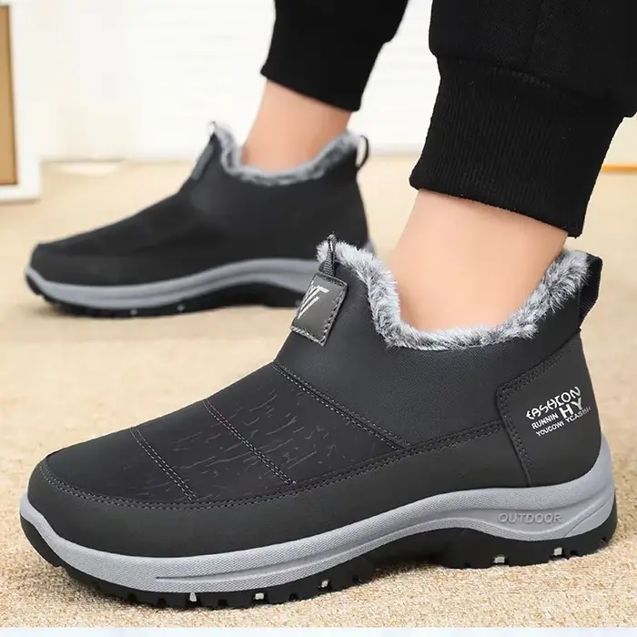 ELUVA hommes bottines chaudes hiver pantoufles antidérapantes léger sans lacet chaud coton chaussures anti-dérapant Durable confortable en plein air