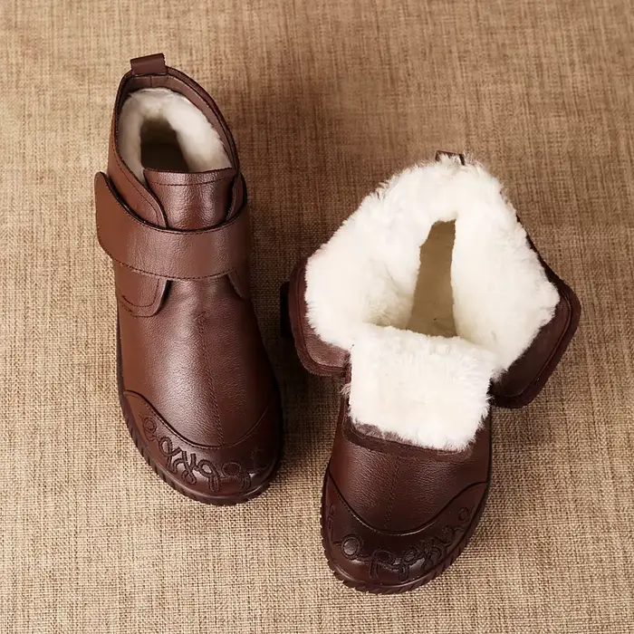 Bottines en cuir véritable pour femmes