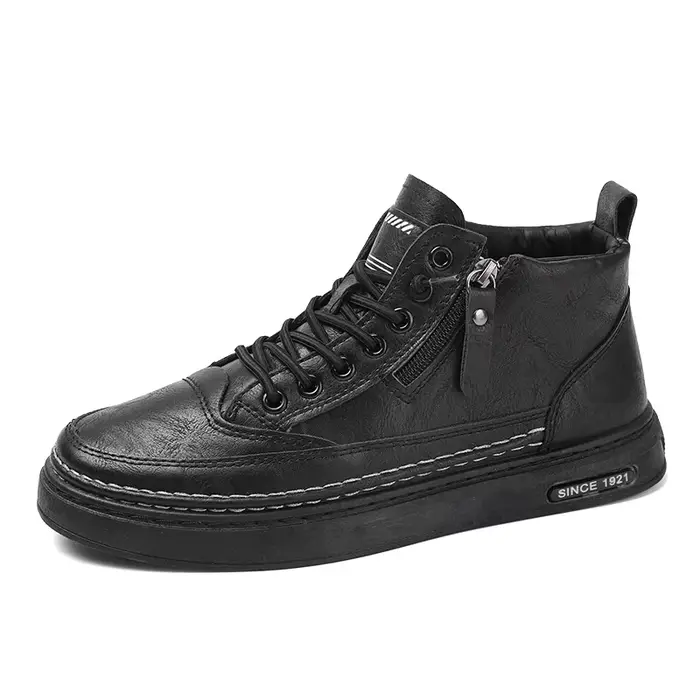 Nouvelles Bottes Décontractées Montantes pour Hommes – Chaussures d'Hiver en Cuir et Coton Tendance 