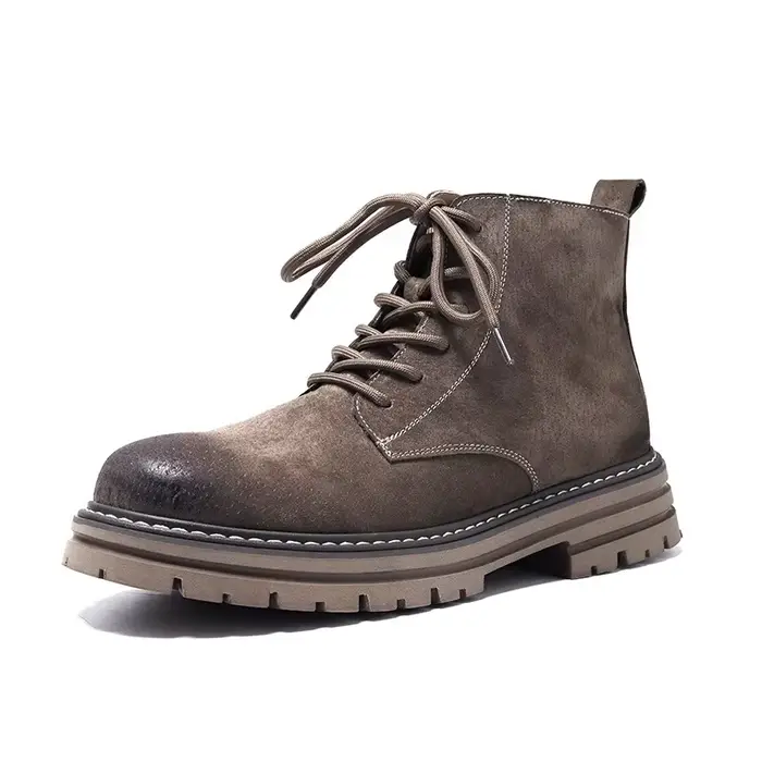 Bottes de rinçage en cuir véritable pour hommes, bottes de moto carillon, bottes de randonnée hautes