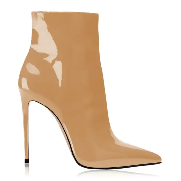 Bottes européennes et américaines à bout pointu et talons aiguilles en cuir PU