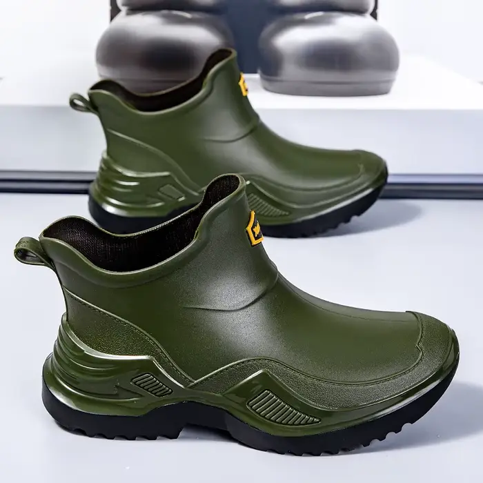 Bottes de pluie à cheville pour hommes, chaussures de pluie imperméables pour l'extérieur, antidérap