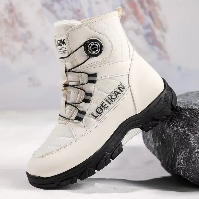Bottes de neige pour hommes, chaussures résistantes à l'eau et antidérapantes, doublées en tissu en coton pour l'hiver, polyvalentes pour le travail et les loisirs