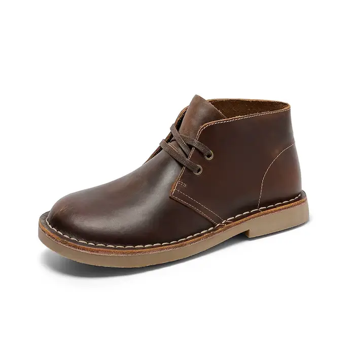 Bottes de désert en cuir de vache de style britannique pour hommes
