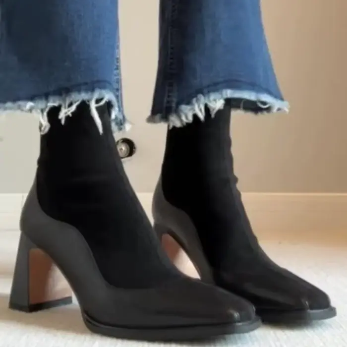 Bottes courtes Chelsea à talons épais pour femmes