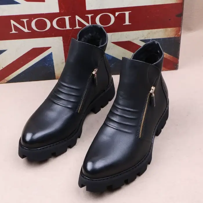 Bottes homme RAINTAKI plateforme cheville en cuir véritable pour printemps automne hiver occasions spéciales résistantes à l'eau et robustes