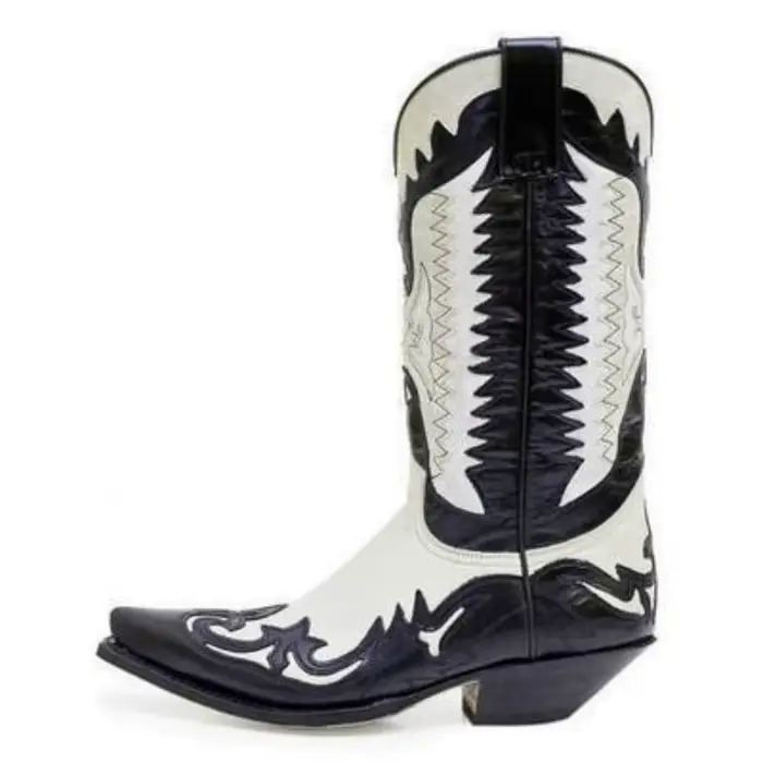 Bottes de cowboy brodées style western rétro à bout pointu mi-mollet pour homme et femme occasions spéciales grands formats
