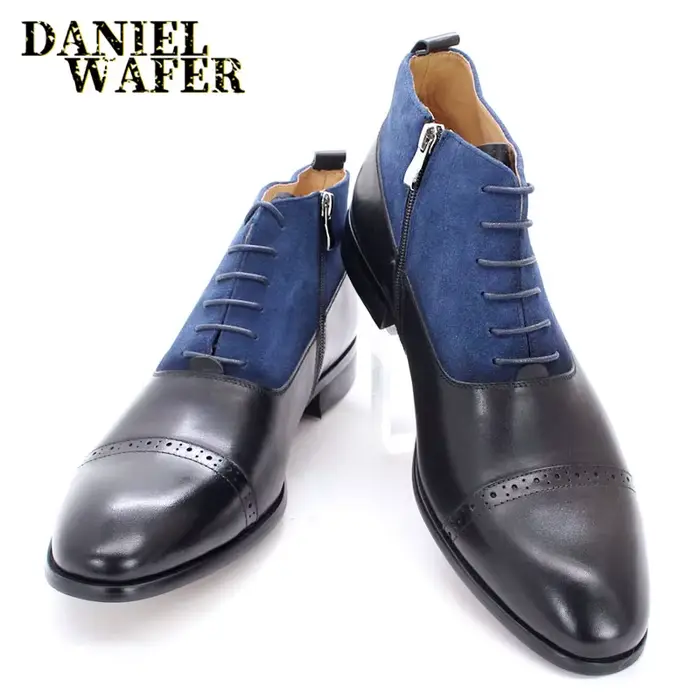 Bottes de rinçage pointues en daim pour hommes