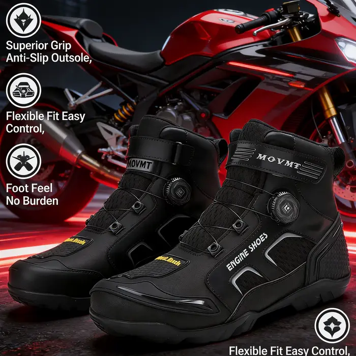 Nouvelles bottes de moto hommes en cuir Motos respirant anti-dérapant résistant à l'usure