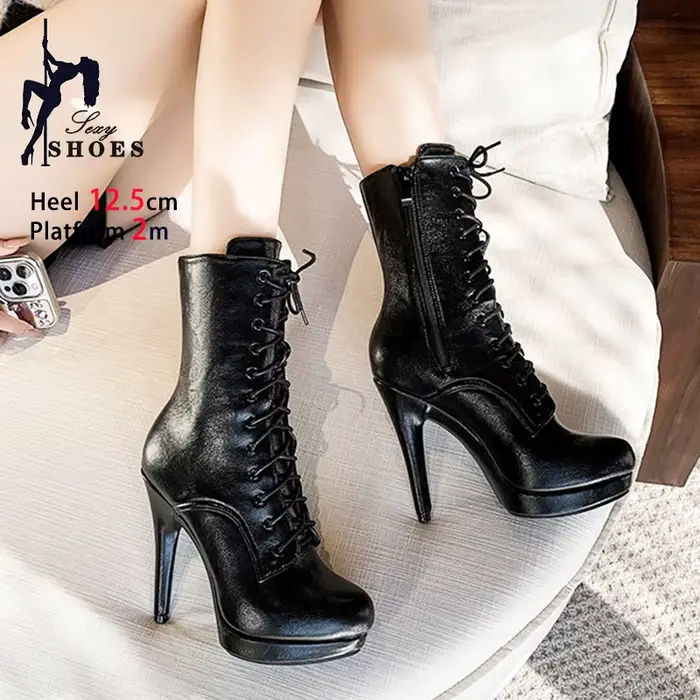 Bottes courtes rondes à talons hauts pour femmes