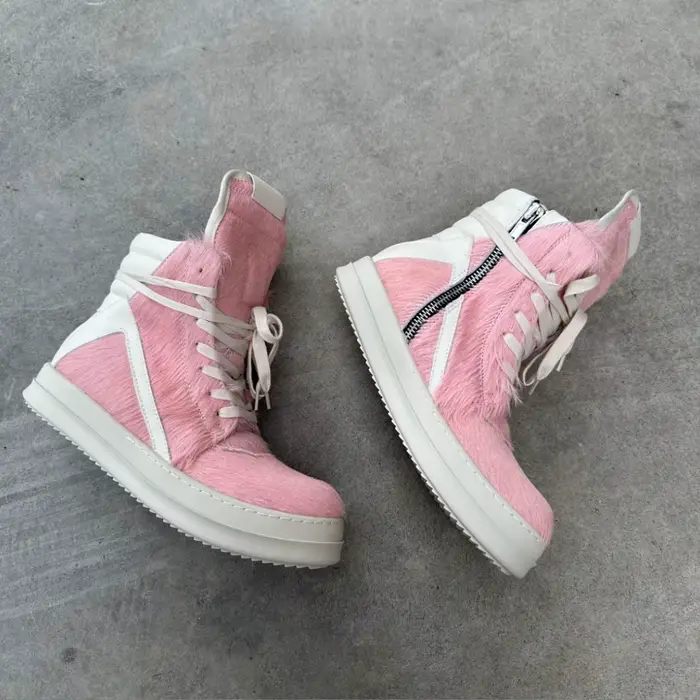 R-o bottes classiques hommes chaussure rose crin de cheval femmes chaussures hautes Sneaker cuir bla