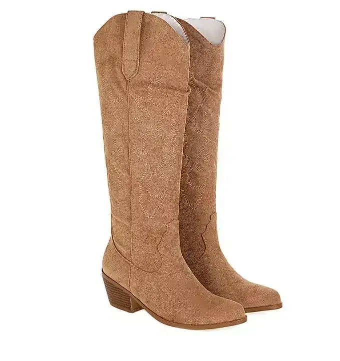 Bottes pointues Parker Knight pour femmes, cuir PU marron, bottes hautes pour femmes, automne, hiver