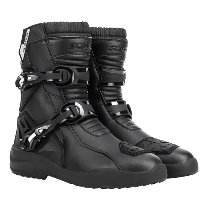 Bottes de moto professionnelles en cuir, bottes décontractées confortables à enfiler, bottes de moto