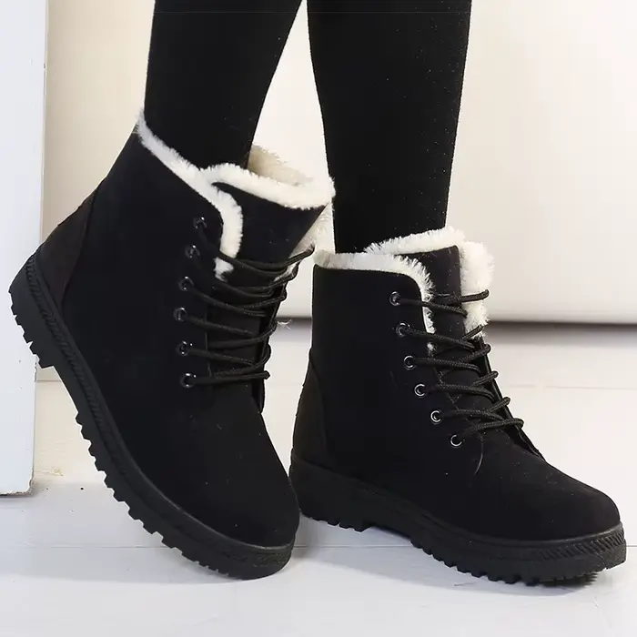 Bottes de neige HAJINK pour femmes fourrure chaude et confortables avec talon carré pour hiver et randonnées enneigées
