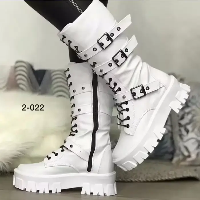 Bottines gothiques punk à lacets pour femmes, cuir PU, chaussures à plateforme décontractées, bottes