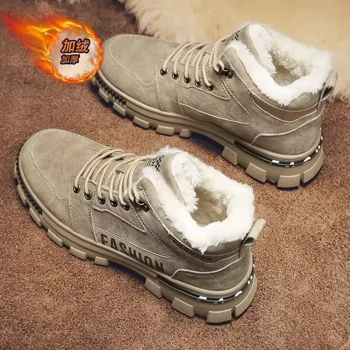 Bottes de neige antidérapantes en peluche pour hommes