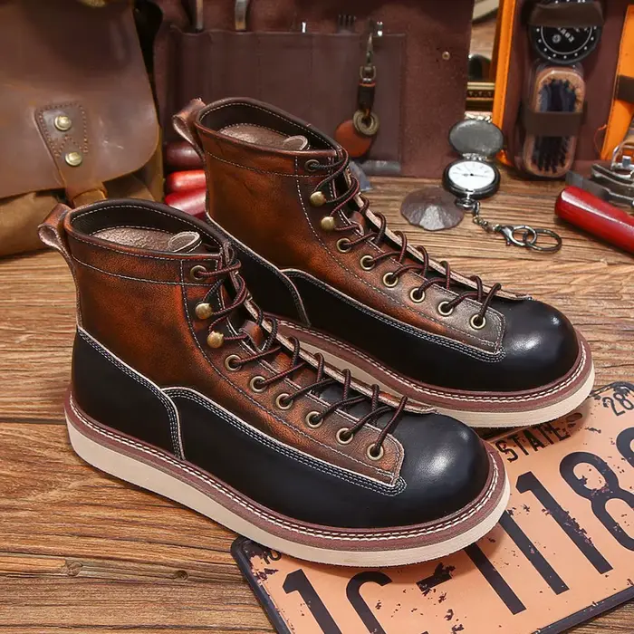 Bottes de singe rétro durables Goodyear cousues et robustes
