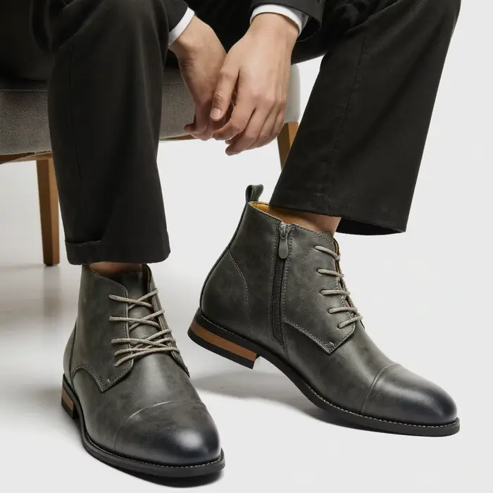 Bottes en cuir décontractées 2026 – Chaussures confortables de marque tendance pour homme