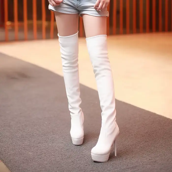 Femmes bottes 2023 nouveau PU Sexy sur le genou