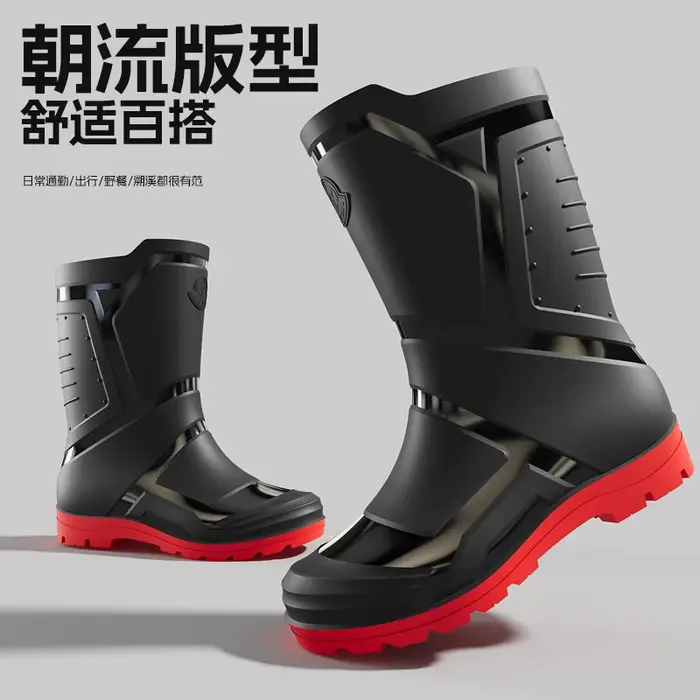 Bottes de pluie courtes chaudes doublées de coton pour hommes