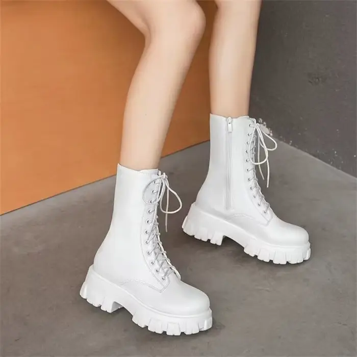 Bottes en cuir haut de gamme pour femmes avec fermeture éclair latérale et lacets pour printemps-automne ocassions spéciales et vie quotidienne