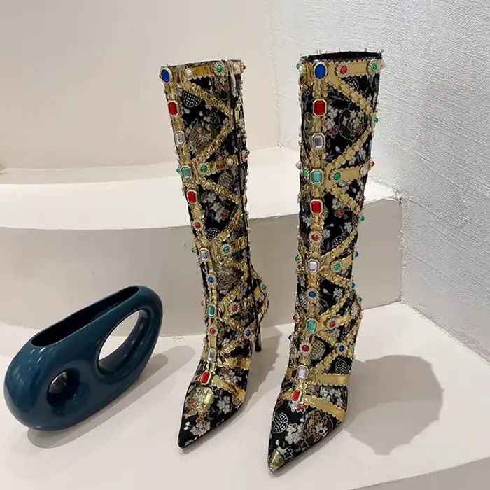 VEYKE-Bottes Hautes au Genou pour Femme, Chaussures à Talons, Travail Manuel, Sexy, Jolie tu, Parker