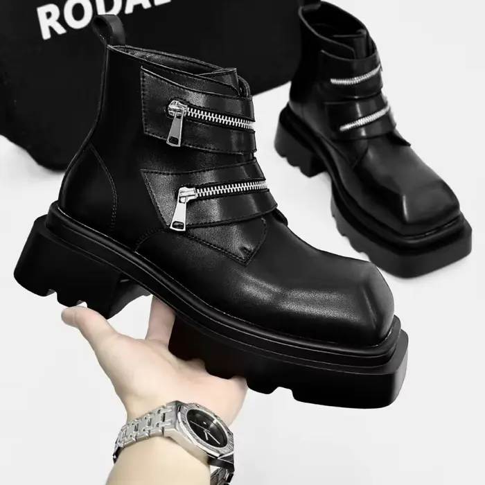Bottes derby homme 2026 élégantes style punk rock bottes de chevalier cuir semelle épaisse pour homme occasions spéciales
