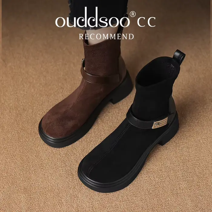 Bottes en daim pour femmes avec talons moyens et bout carré, mode rétro, hiver, faites à la main, confortable, élégantes, pour diverses occasions spéciales