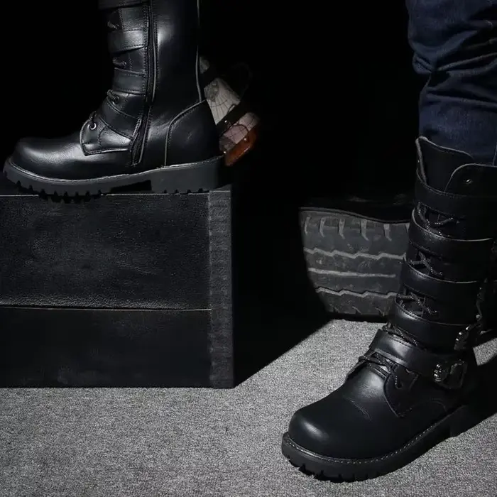 Bottes de moto en cuir pour hommes