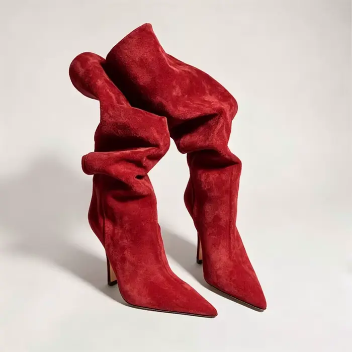 Bottes hautes en daim pour femmes